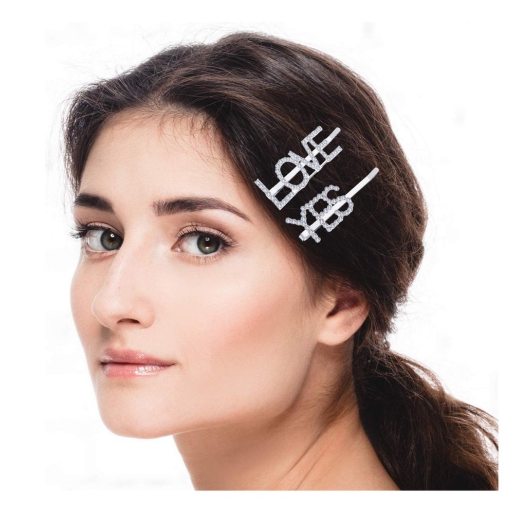 YES Rhinestone Bobby Pin Barrette Hair Accessory - Picture 6 of 7